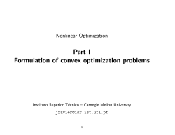 Part I Formulation of convex optimization problems