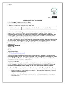CIS Complaint Handling Policy for Complainants