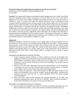 Automated Tracking and Triggered Data Streaming from Aircraft