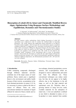 Biosorption of cobalt (II) by Intact and Chemically Modified Brown