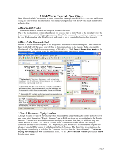 BibleWorks Tutorial: First Things