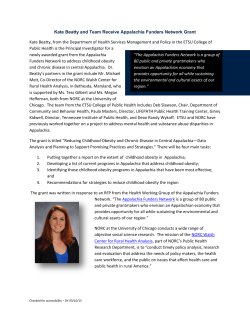 Kate Beatty and Team Receive Appalachia Funders Network Grant