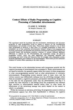 Context Effects of Radio Programming on Cognitive Processing of