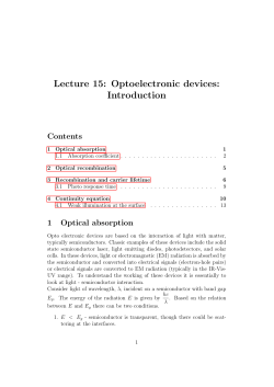 Lecture 15: Optoelectronic devices: Introduction