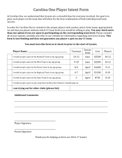 Carolina One Player Intent Form