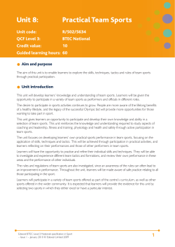 Unit 8: Practical Team Sports - Edexcel