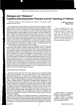 Cognitive-Developmental Theories and the Teaching of Talmud