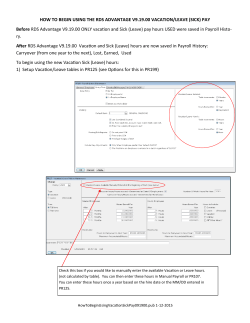 HOW TO BEGIN USING THE RDS ADVANTAGE V9.19.00