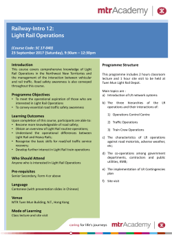 Railway-Intro 12: Light Rail Operations