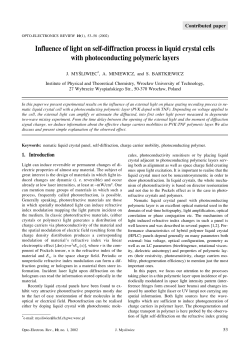 Influence of light on self-diffraction process in liquid crystal cells with