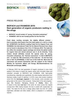 BIOFACH and VIVANESS 2016: Next generation of organic