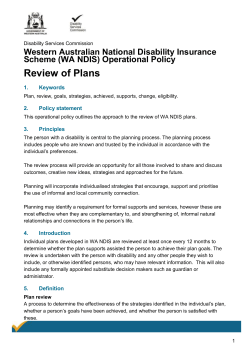 Review of Plans - Disability Services Commission