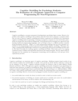 Cognitive Modelling for Psychology Students: The