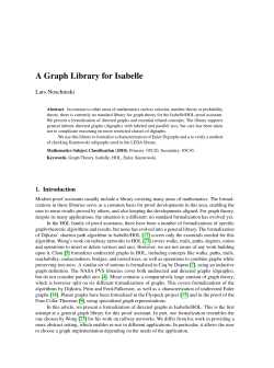 A Graph Library for Isabelle - Chair for Logic and Verification