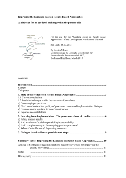 1. State of the evidence on Results Based Approaches