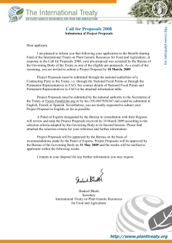 Call for Proposals 2008 - International Treaty on Plant Genetic