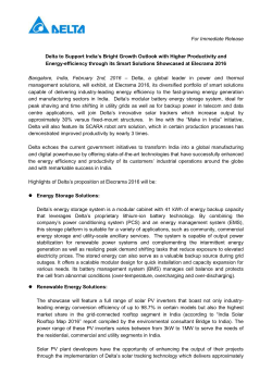 For Immediate Release - Delta Electronics, Inc.