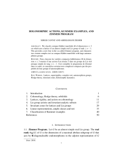 HOLOMORPHIC ACTIONS, KUMMER EXAMPLES, AND ZIMMER