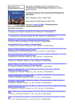 This paper is published as part of a themed issue of Photochemical