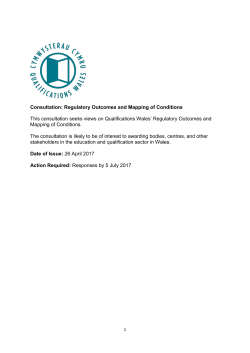 Consultation: Regulatory Outcomes and Mapping of Conditions This