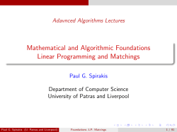 Mathematical and Algorithmic Foundations Linear Programming and