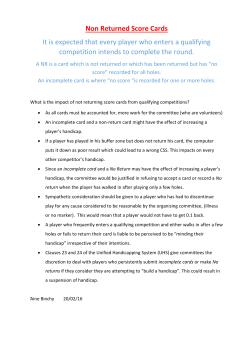 Non Returned Score Cards It is expected that every player who