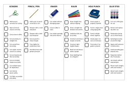 scissors pencil / pen eraser ruler hole punch glue stick
