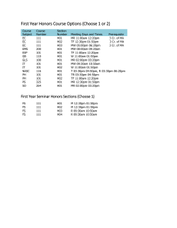 First Year Honors Course Options (Choose 1 or 2)