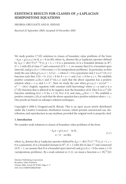EXISTENCE RESULTS FOR CLASSES OF p-LAPLACIAN