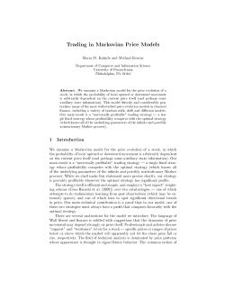 Trading in Markovian Price Models - CIS @ UPenn