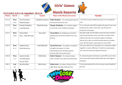 Girls` Games Match Reports