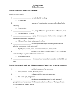 Ecology Study Guide