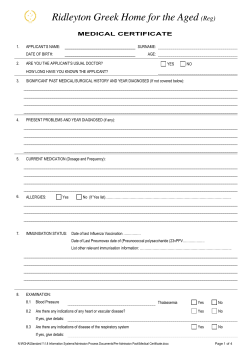 Medical Certificate - Ridleyton Greek Home for the Aged