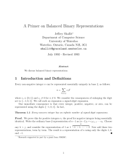 A Primer on Balanced Binary Representations