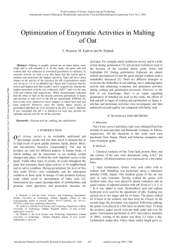 Optimization of Enzymatic Activities in Malting of Oat