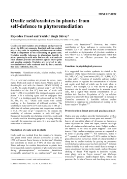 Oxalic acid/oxalates in plants: from self-defence to