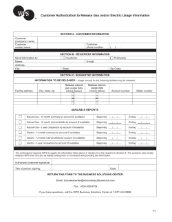 Customer Authorization to Release Gas and/or Electric Usage