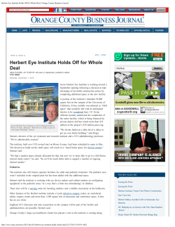 Herbert Eye Institute Holds Off for Whole Deal | Orange County
