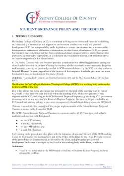 SCD Student Grievance Policy - St Cyrils Coptic Orthodox