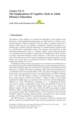 The Implications of Cognitive Style to Adult Distance Education