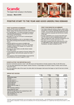POSITIVE START TO THE YEAR AND GOOD UNDERLYING