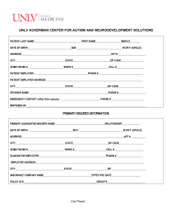 UNLV ACKERMAN CENTER FOR AUTISM AND