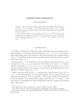 INFINITE SIDON SEQUENCES 1. Introduction According to Erd˝os