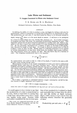 Lake Water and Sediment V. Oxygen Consumed in