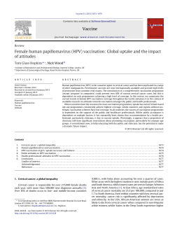 Female human papillomavirus (HPV) vaccination: Global uptake
