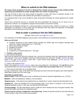 How to enter a construct into the DNA database