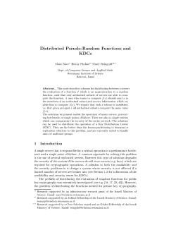 Distributed Pseudo-Random Functions and KDCs