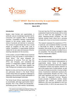 POLICY BRIEF: Barriers to entry in supermarkets
