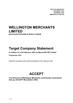 WELLINGTON MERCHANTS LIMITED Target