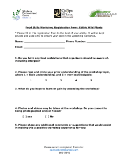 Food Skills Workshop Registration Form: Edible Wild Plants